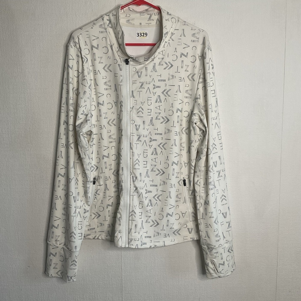 ZYIA Form Zipper Jacket Women's Size XXXL Mock Neck Long Sleeve Athleisure Cream